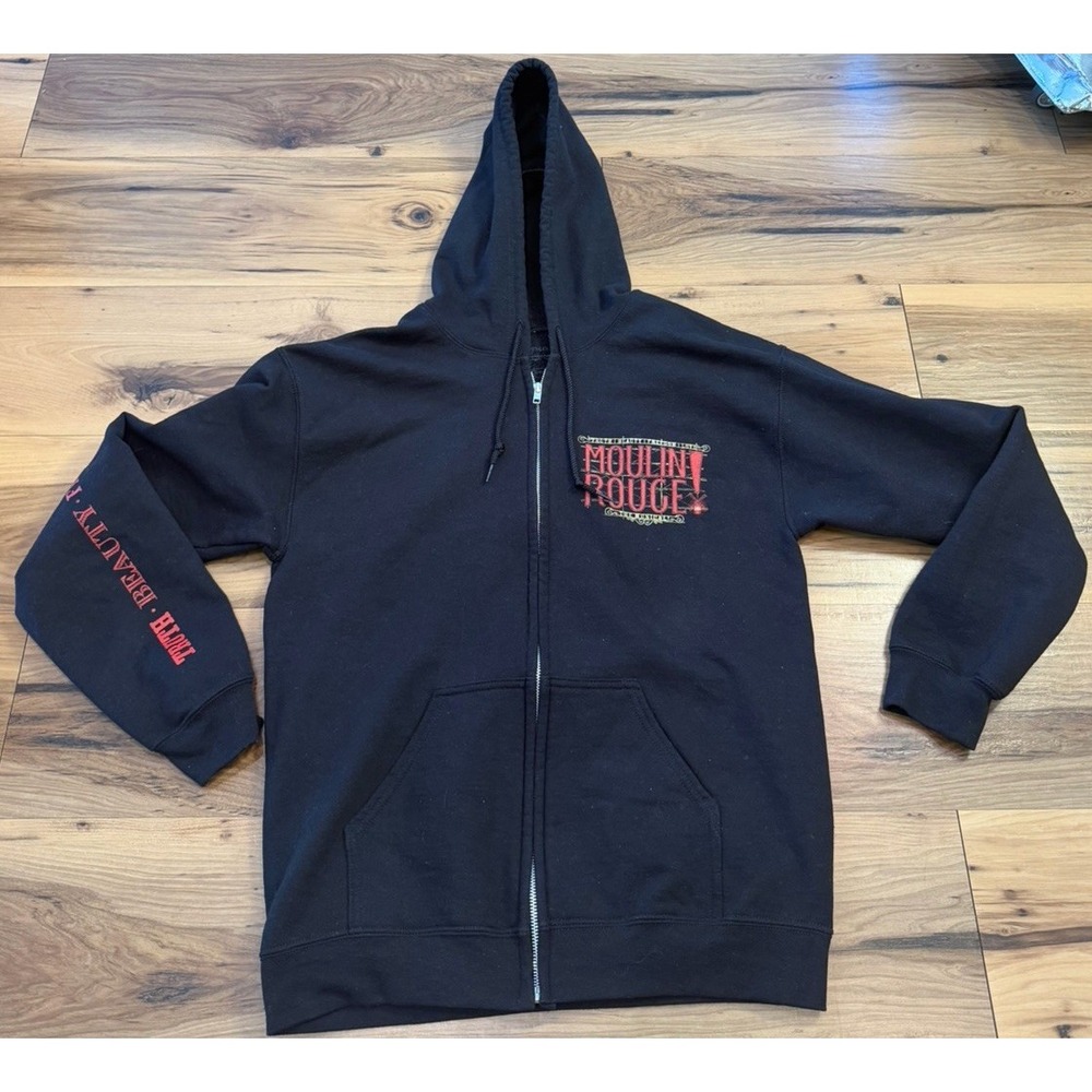 Moulin Rouge The Musical Black Zip Up Hoodie Truth Beauty Freedom Love Sz M